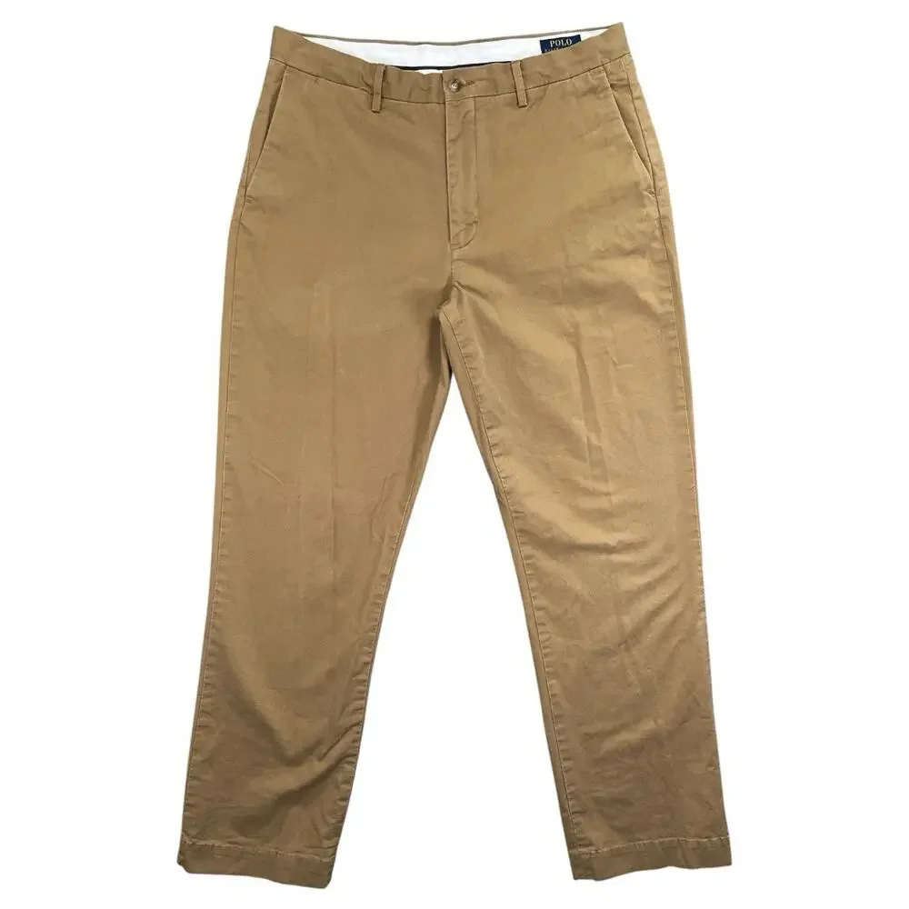 Polo Ralph Lauren Mens Chino Pants Cotton Stretch Tan Khaki 34x32 Classic Fit